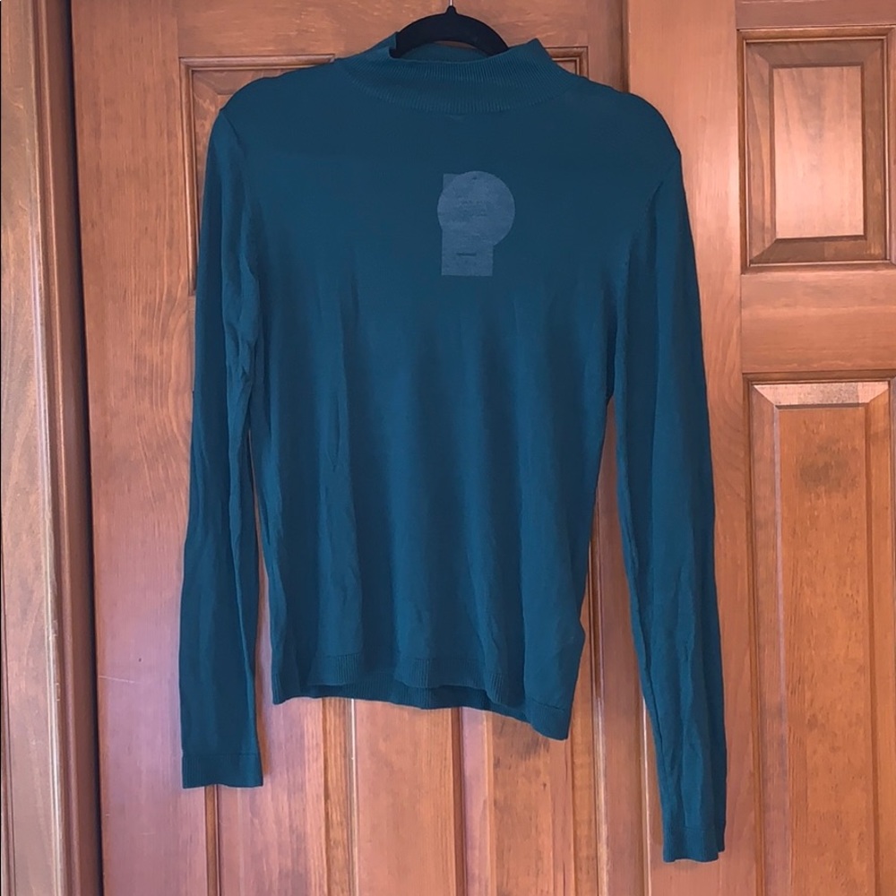 Teal green turtleneck